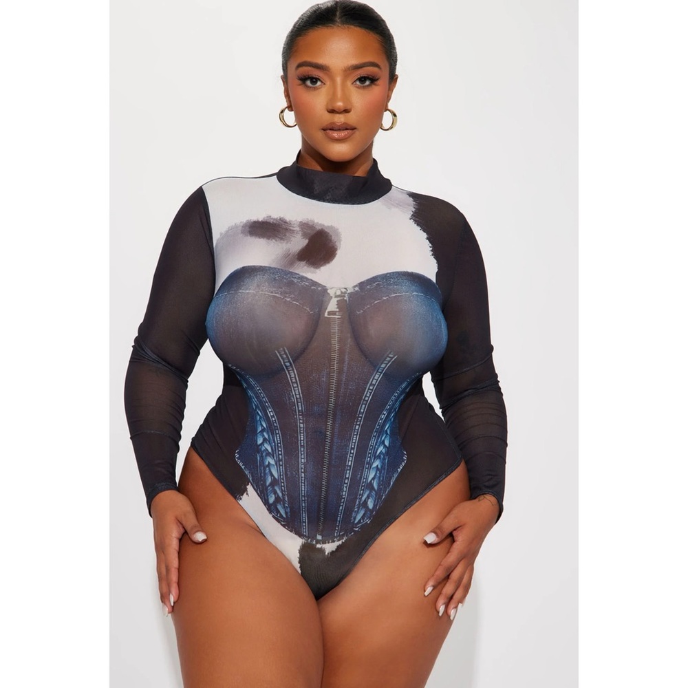 Dipped In Denim Mesh Bodysuit